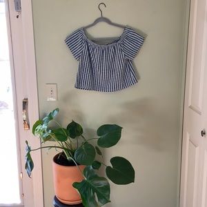 Blue and White Checkered Zara Top